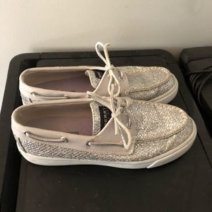 Silver sparkle glitter Sperrys